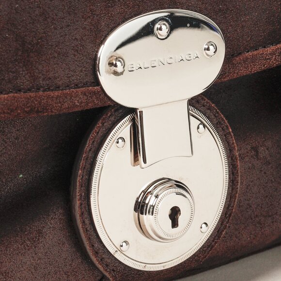 Balenciaga Brown Suede Saddle Work Bag - Picture 11 of 14